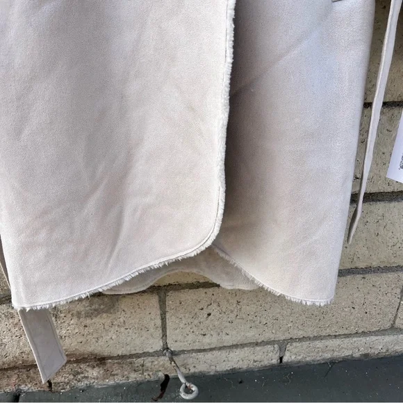 Via Spiga Faux Fur Trim Belted Wrap - Picture 6 of 9